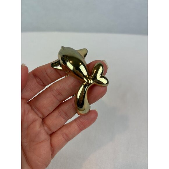 Vintage Dolphin Gold-Tone Bracelet Hinged Bangle 80s 90s Coastal - Picture 9 of 10